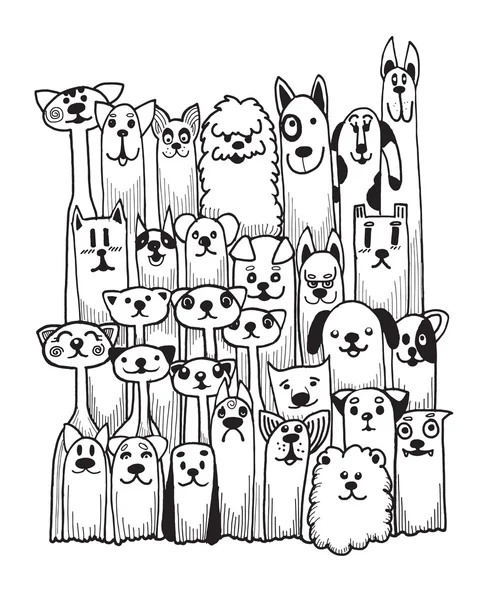 elle çizilmiş doodle komik köpekler ayarla