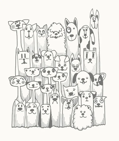 elle çizilmiş doodle komik köpekler ayarla