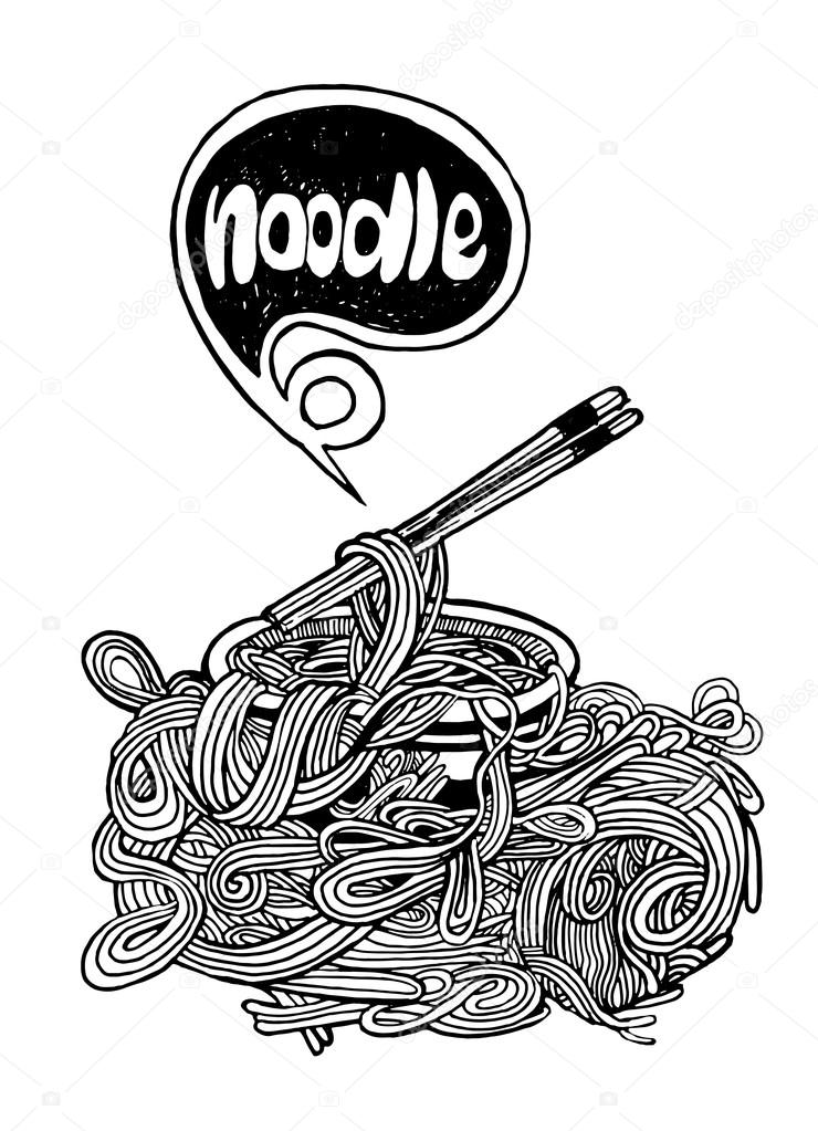 hand drawn doodle Noodle background