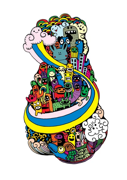Őrült város doodle, doodle rajz stílus — Stock Vector