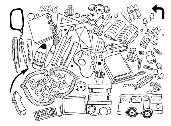 Çizilmiş doodle kırtasiye seti, el çizim Illustrator satır aletleri