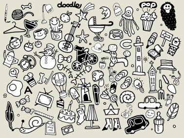  Büyük vektör Doodle simgeler evrensel küme