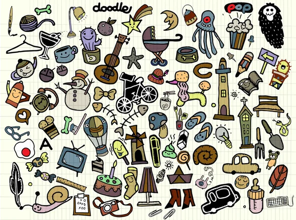 Universal grandi icone di Doodle di vettore — Vettoriale Stock