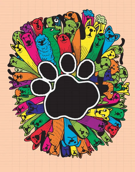 Ręcznie rysowane doodle śmieszne psy zestaw — Wektor stockowy