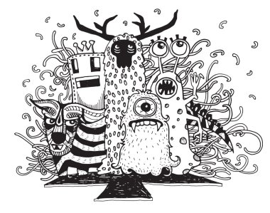 Canavarlar ve sevimli uzaylı el çekilmiş