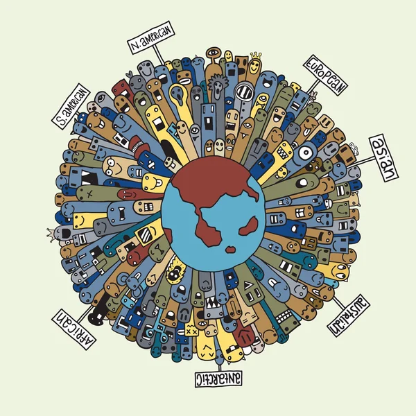 Population de monstres de notre monde — Image vectorielle