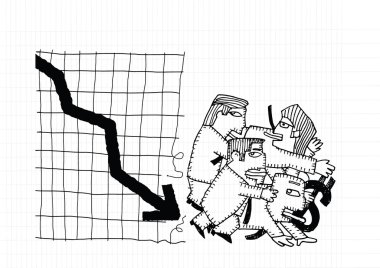 Çizgi film işadamı grubu ok ve kriz econo şok edici