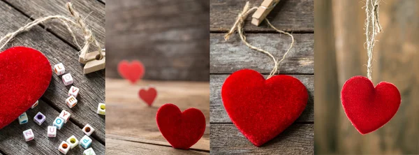 Set von verschiedenen roten Valentinsherzen Fotos — Stockfoto