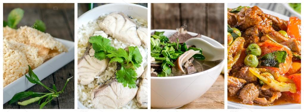 Collage photos of Thai food — Stock Image Collage photos of Thai food Royalty Free Stock Images