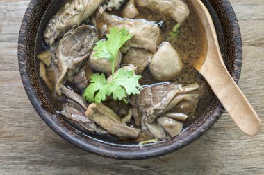 Çin şehriye çorbası, üstten görünüm görüntüsünü sığır şehriye çorbası  