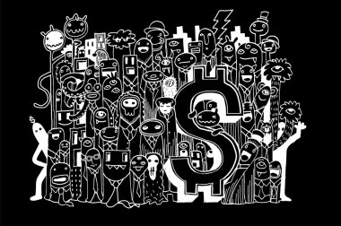 Deli para doodle, çizim stili doodle