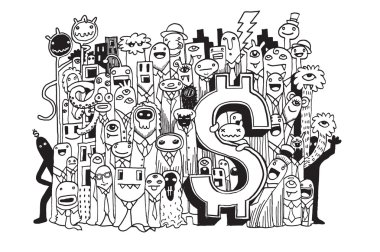 Deli para doodle, çizim stili doodle