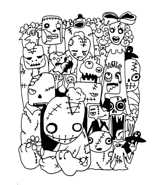 Vector illustration of Cute Zombies characters set. vector illus — Stockový vektor