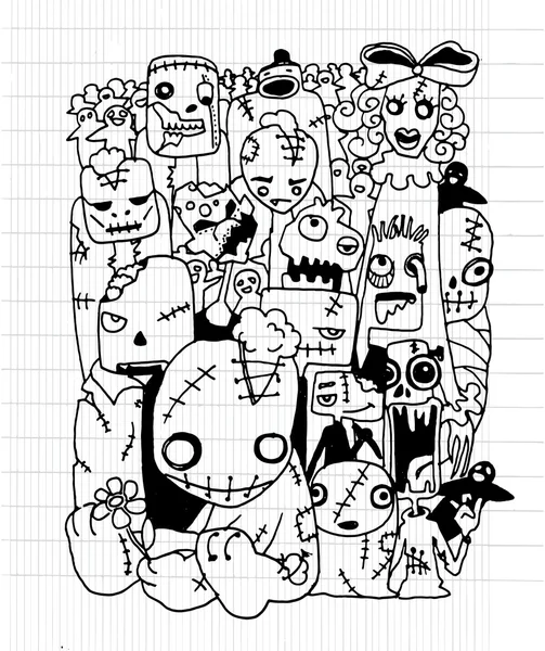 Ilustración vectorial del conjunto de personajes de Cute Zombies. illus vectorial — Vector de stock