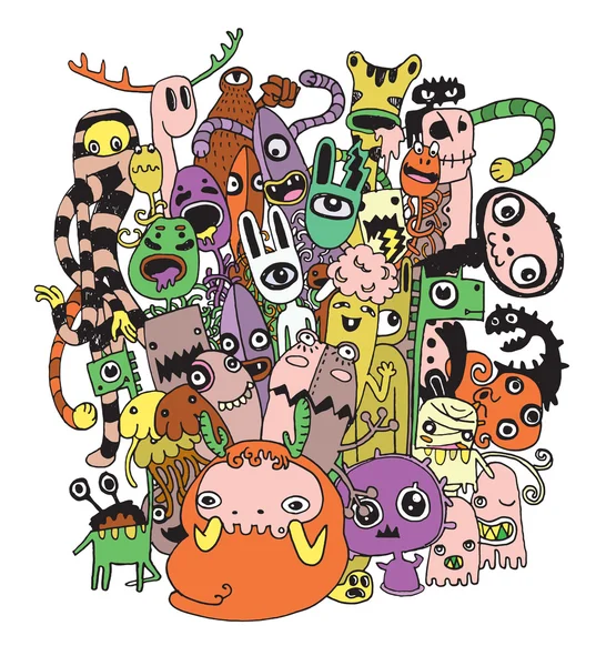 Canavarlar ve sevimli uzaylı dostu vektör çizim