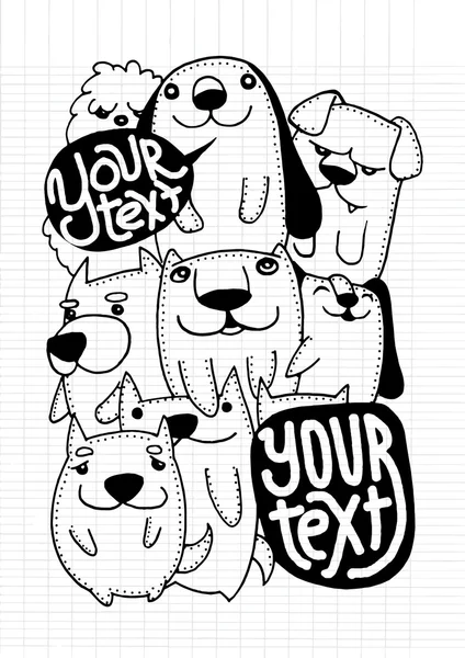 Doodle bonito Dog fundo . — Vetor de Stock