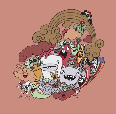 Canavarlar ve sevimli uzaylı el çekilmiş