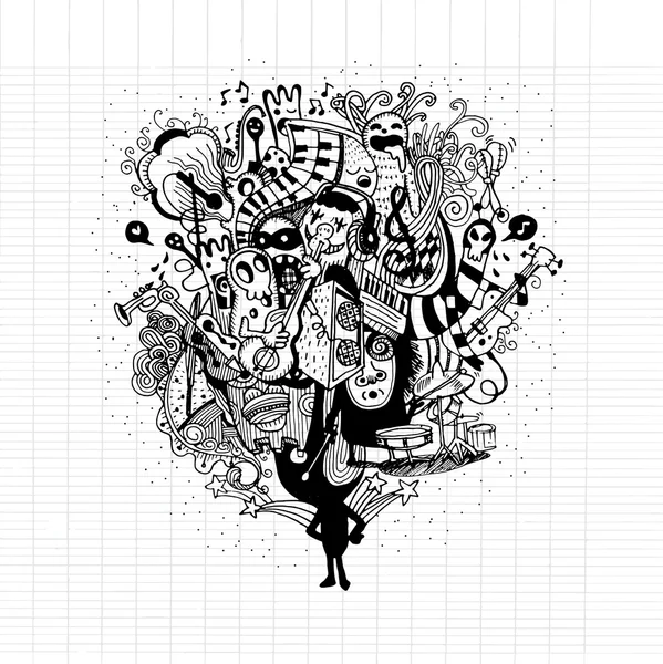 Müzik el oynamaya canavar grup tarzı çizilmiş 