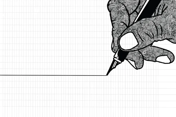 Eenvoudige lijn tekening van de hand houden van een pen — Stockvector