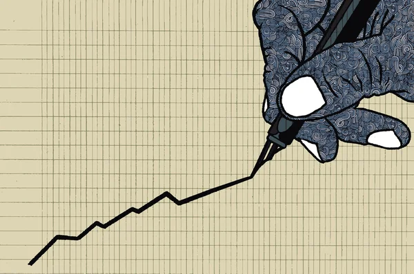 Mão masculina desenho gráfico de crescimento —  Vetores de Stock