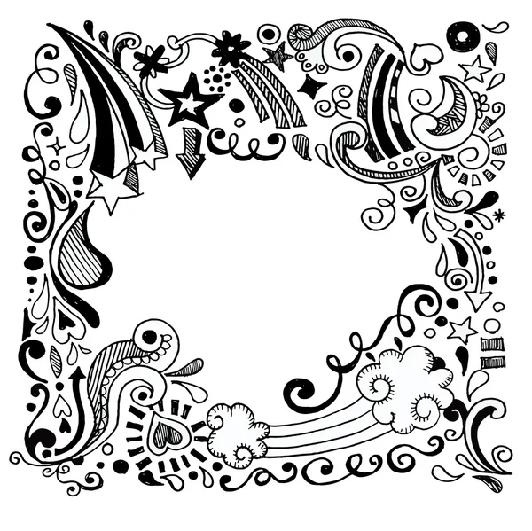 Abstracto dibujado a mano Doodle Design Elements respaldo en blanco y negro — Archivo Imágenes Vectoriales