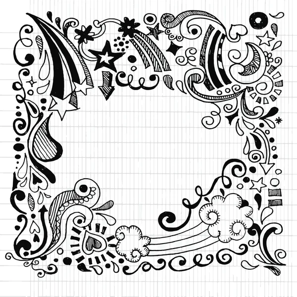 Abstrato mão desenhado Doodle Design Elementos preto e branco backg — Vetor de Stock