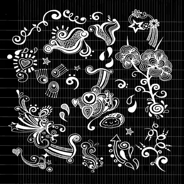 Tourbillons et boucles éléments vectoriels doodle — Image vectorielle