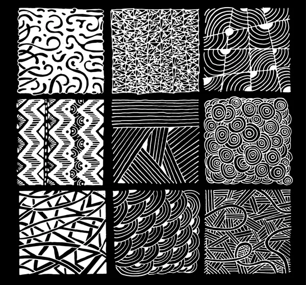 Conjunto de patrones dibujados a mano. Vector — Archivo Imágenes Vectoriales