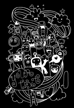 Canavarlar ve sevimli uzaylı el çekilmiş