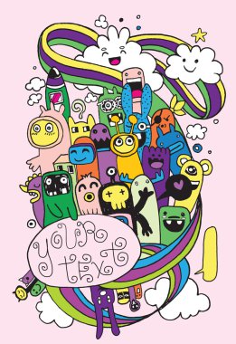 Canavarlar ve sevimli uzaylı el çekilmiş