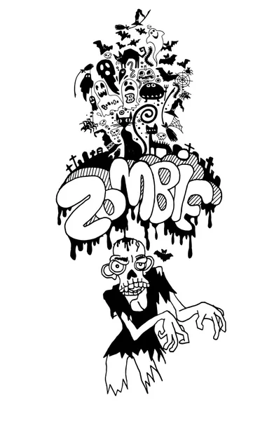 Плакат приглашения Зомби-вечеринки на Хэллоуин. подходит для Хэллоуина — стоковый вектор