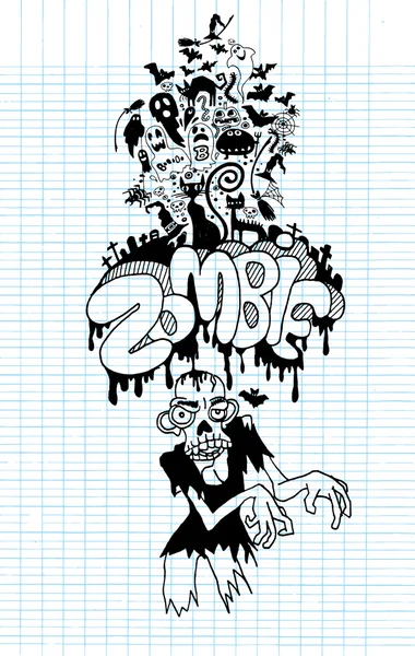 Halloween Zombie Party uitnodiging Poster. geschikt voor Halloween — Stockvector