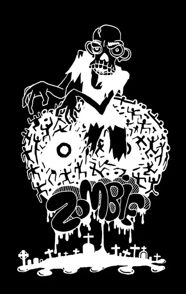 Cadılar Bayramı zombi partisine davet Poster. Cadılar Bayramı için uygun — Stok Vektör