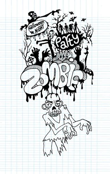 Cartel de invitación a Halloween Zombie Party. adecuado para Halloween — Vector de stock