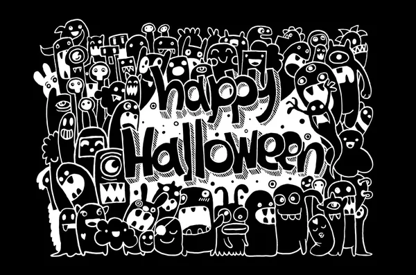 Hand drawn doodle Halloween happy Monster — Stockvector