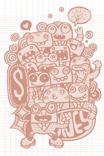 Doodle loco Dinero, estilo de dibujo doodle — Archivo Imágenes Vectoriales