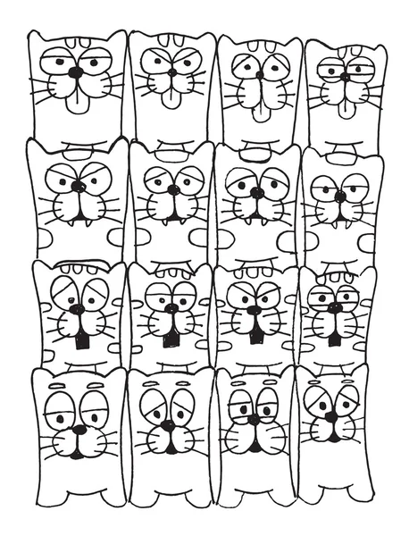 Doodle lustige Katzen Muster — Stockvektor