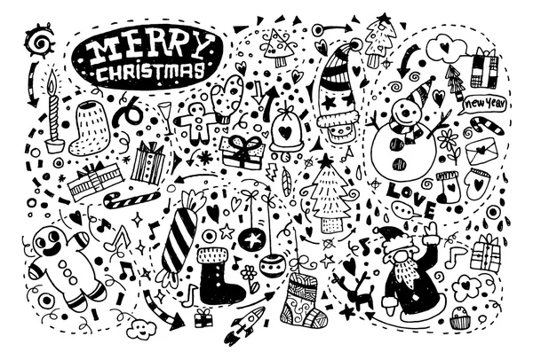 Çizilmiş Noel simge'nın set doodle el — Stok Vektör
