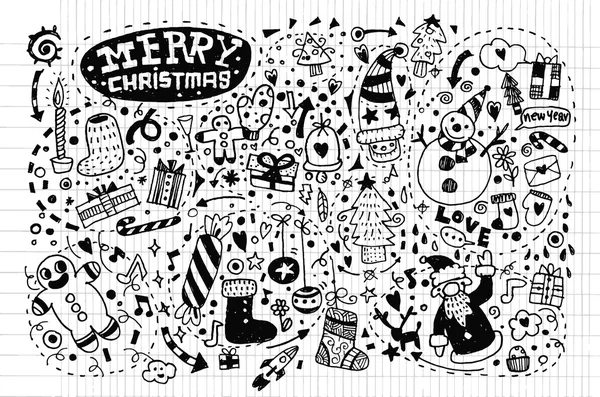 Handgezeichnetes Weihnachts-Doodle — Stockvektor