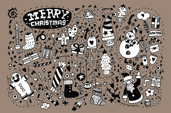 Handgezeichnetes Weihnachts-Doodle — Stockvektor