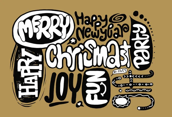 Dibujo a mano Doodle Flat Design Palabras de Navidad — Archivo Imágenes Vectoriales