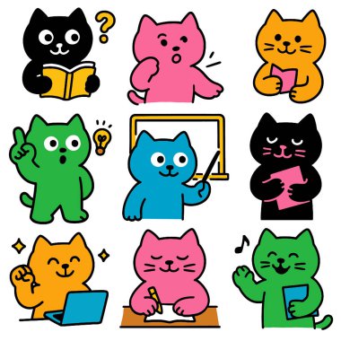 Çizgi film kedisi sorusu yazmayı öğretirken çok şaşırdı.