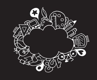 Serbest çizim okul öğeleri sayfadaki Öğrenci yarıyıl not defteri.