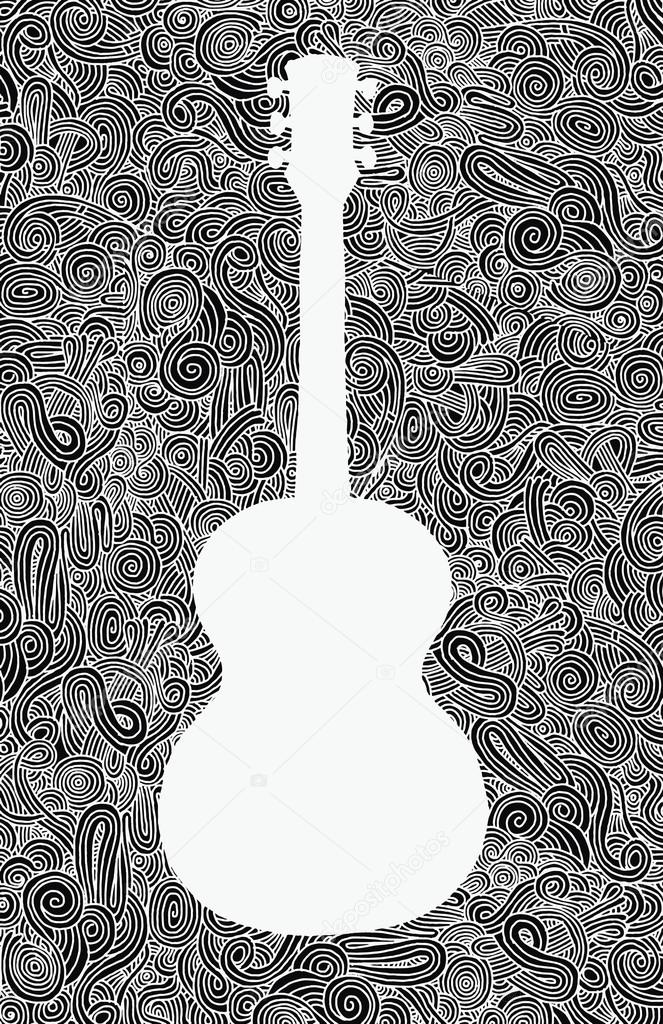 Hand drawing Doodle acoustic guitar,Flat Design — Stock Vector