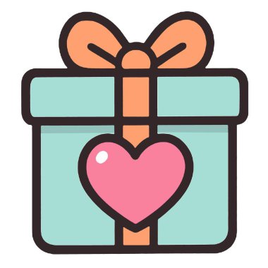 Sevimli pastel hediye paketi, kurdele ve kalp süslemesi, aşk, kutlama ya da tatil teması için ideal..