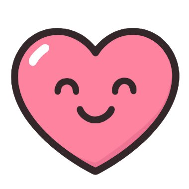 Kalp pembesi bir gülümseme çizgi film kawaii mutlu emoji aşk