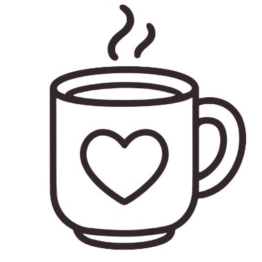 Kahve fincanı kalp ikonu sabah havasını ısıtır.