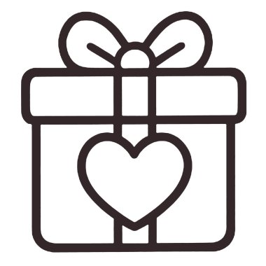 Hediye kutusu kalp kurdelesi aşk ve kutlama için sevimli bir taslak simgesi