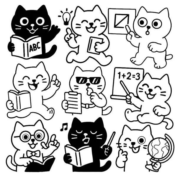 Çizgi roman okuyan bir kedi kitabı. Mutlu siyah beyaz.