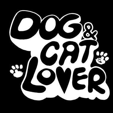 El Doodle köpek ve kedi metin çizimi